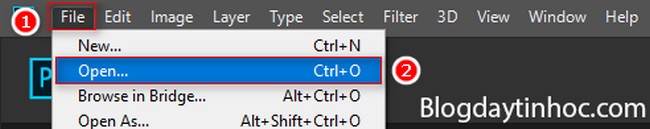 Mở ảnh cần chỉnh sửa