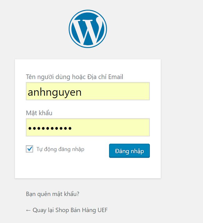 đăng nhập wordpress