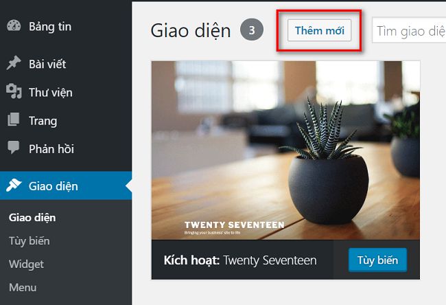 cài đặt giao diện theme cho wordpress