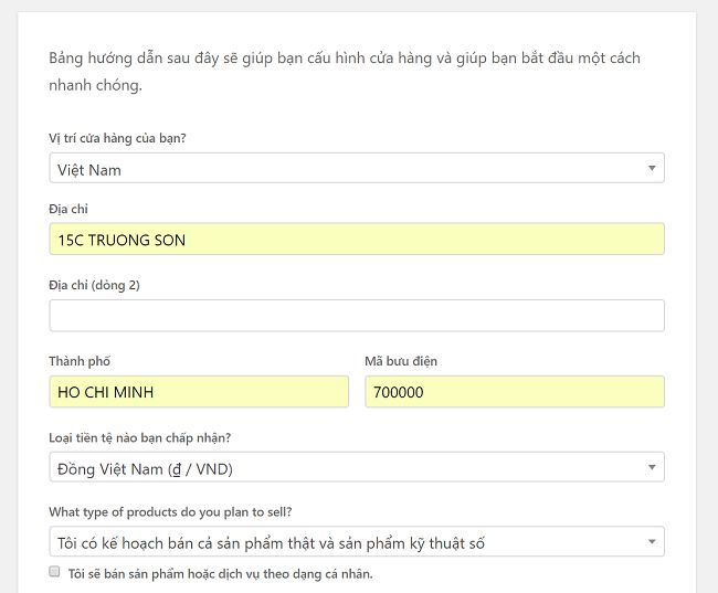 cấu hình woocommerce