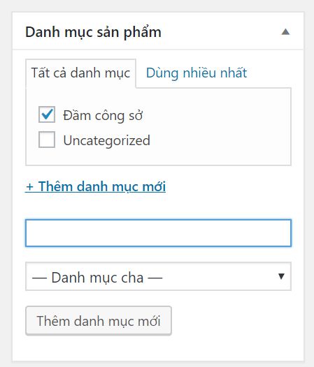 danh mục sản phẩm woocommerce