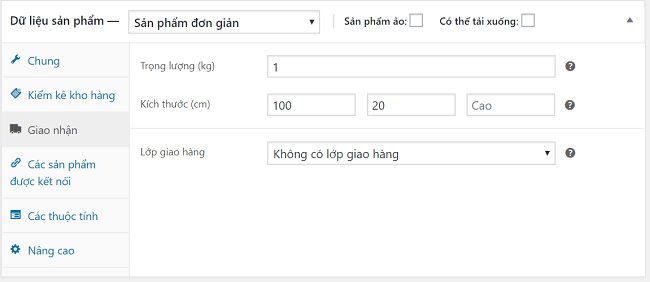 thông tin sản phẩm woocommerce