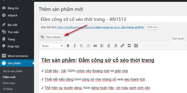 sản phẩm woocommerce