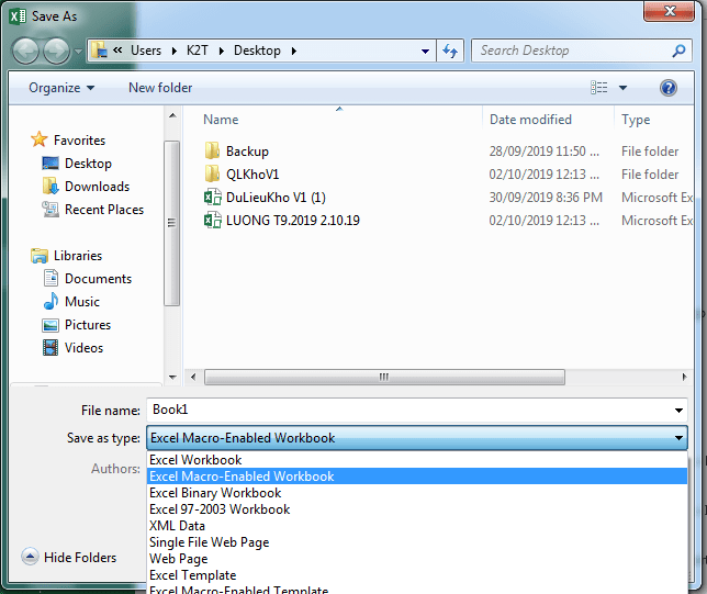 Lưu định dạng File Macro
