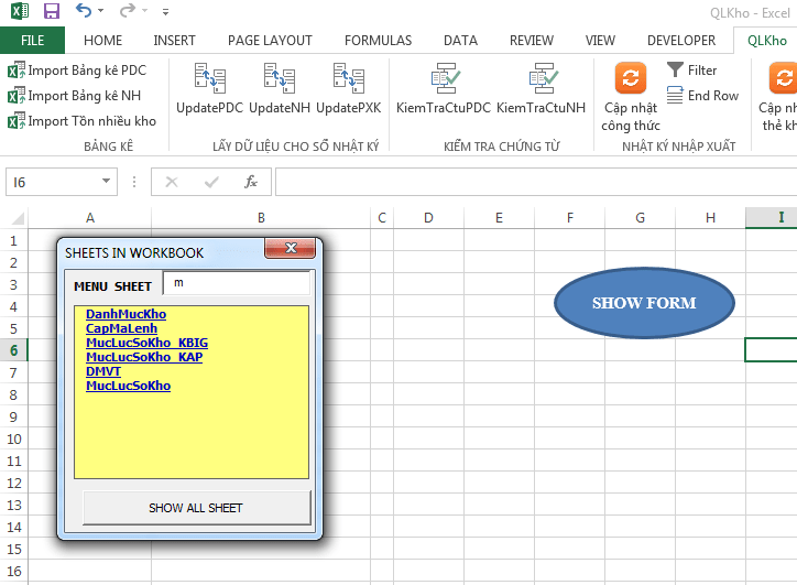Form VBA tọ Menu Sheet