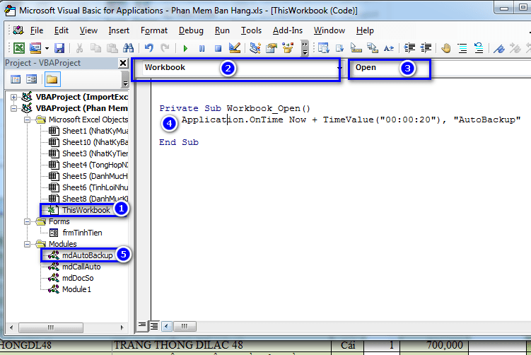 Viet Code VBA cho Sự Kiện Open WorkBook
