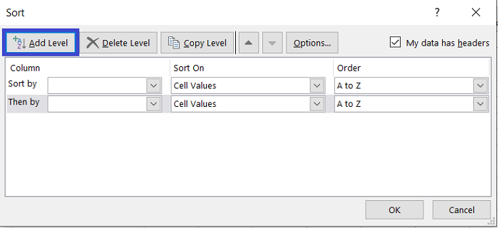 cửa sổ sắp xếp dữ liệu