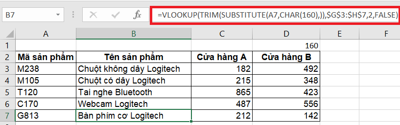 Kết hợp hàm TRIM và SUBSTITUTE để khắc phục lỗi