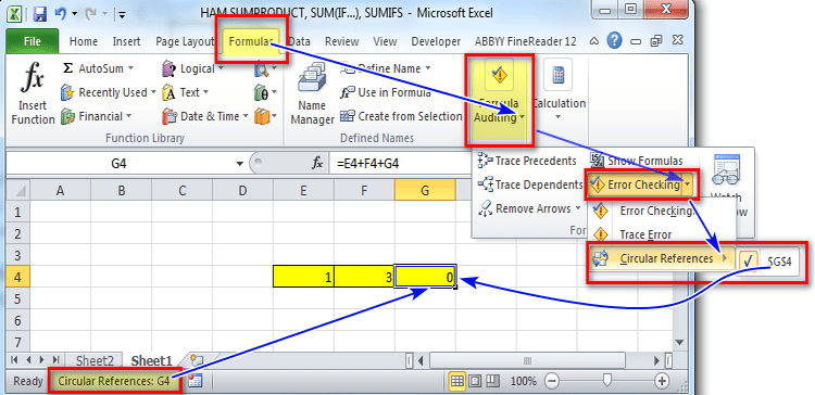 Hiển thị Circular Reference warning!