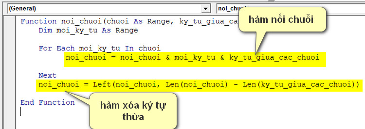 hàm nối chuỗi trong Excel