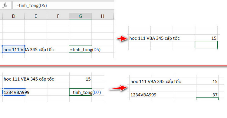 kết quả tính tổng