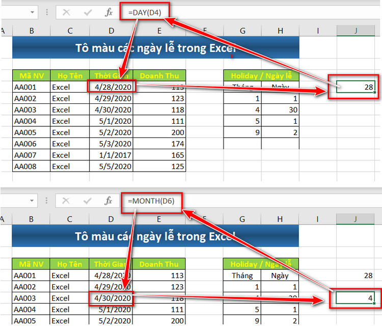 Hàm đếm các ô rỗng và tô màu các ô rỗng trống trong Excel