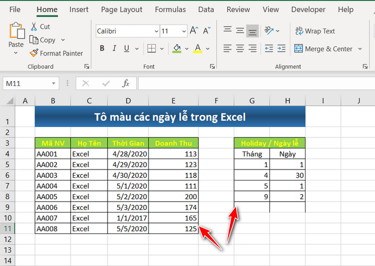 Hướng Dẫn Tô Màu Các Ngày Nghỉ Lễ Trong Excel 5/2023
