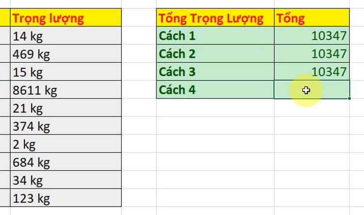 kết quả sau khi sử dụng hàm sum kết hợp hàm substitute