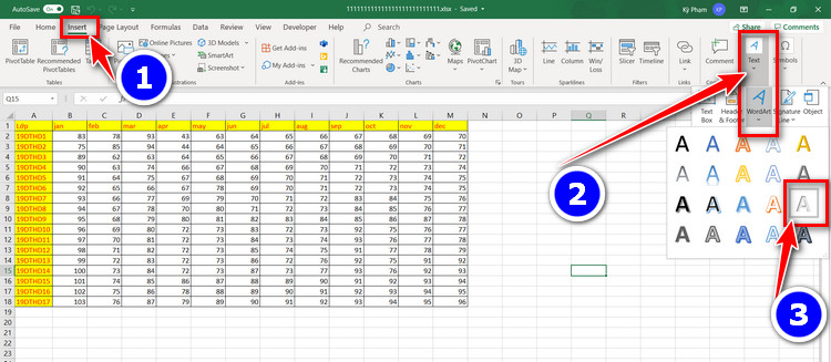 chọn kiểu chữ chèn
