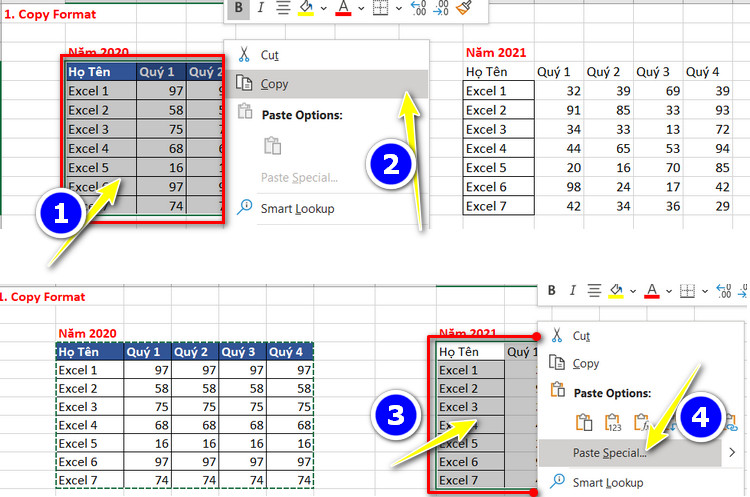 chọn vùng dữ liệu