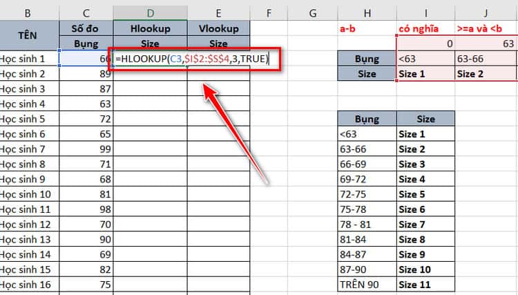 các tham số trong hàm hlookup