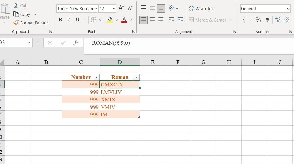 Hình dùng hàm roman