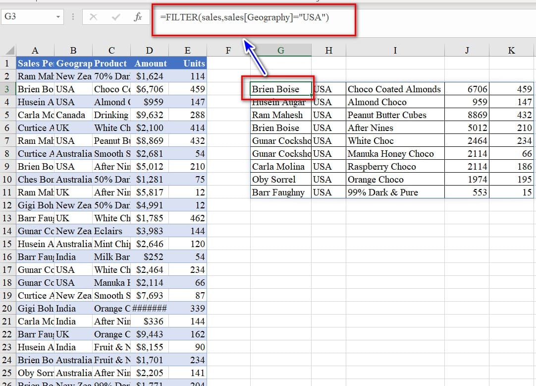 Hình dùng Filter để hiển thị vùng dữ liệu