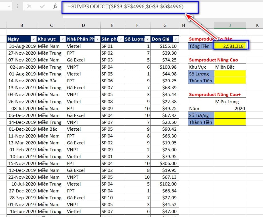 hình tính tổng sumproduct