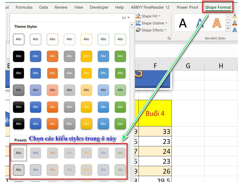 hình thay đổi kiểu styles