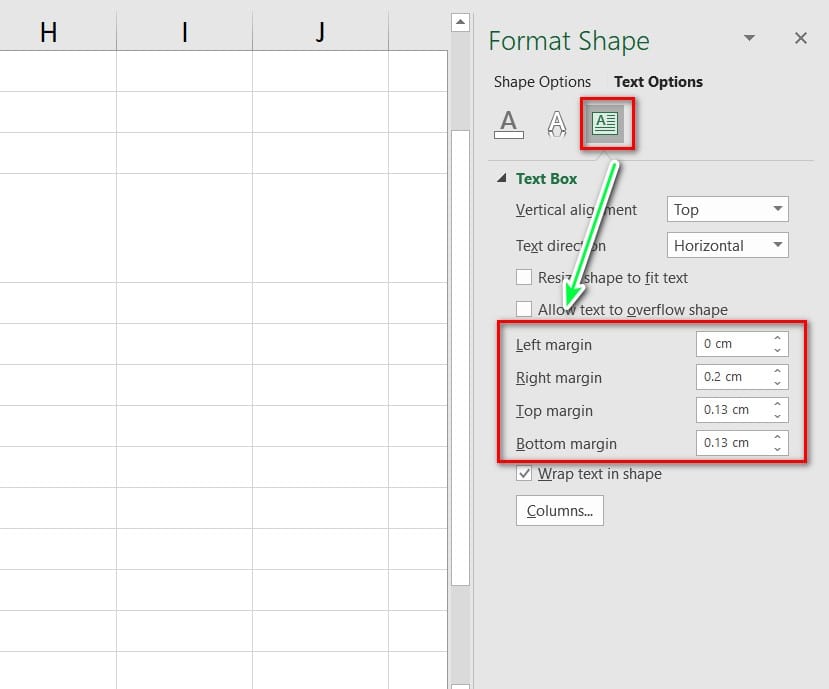 hộp thoại format shapes