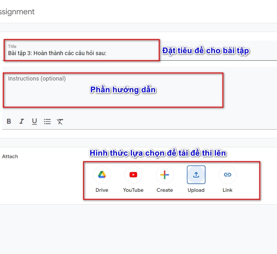 hình thức gửi bài tập