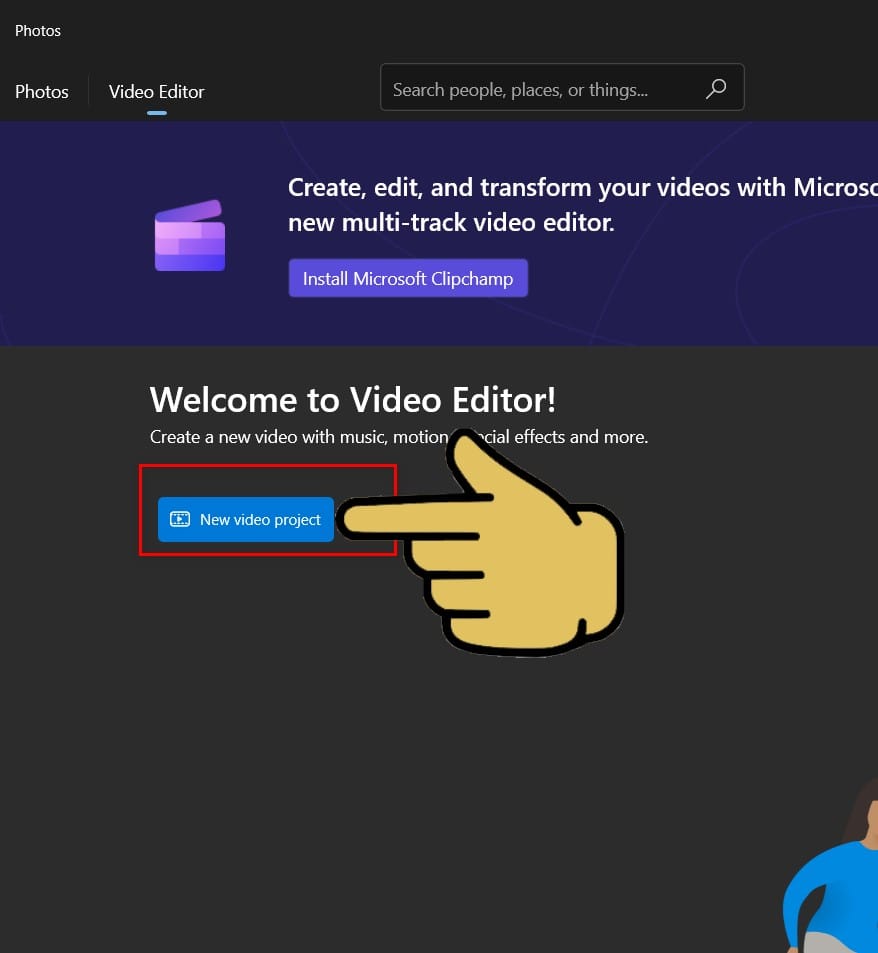 hình ảnh chọn new video project