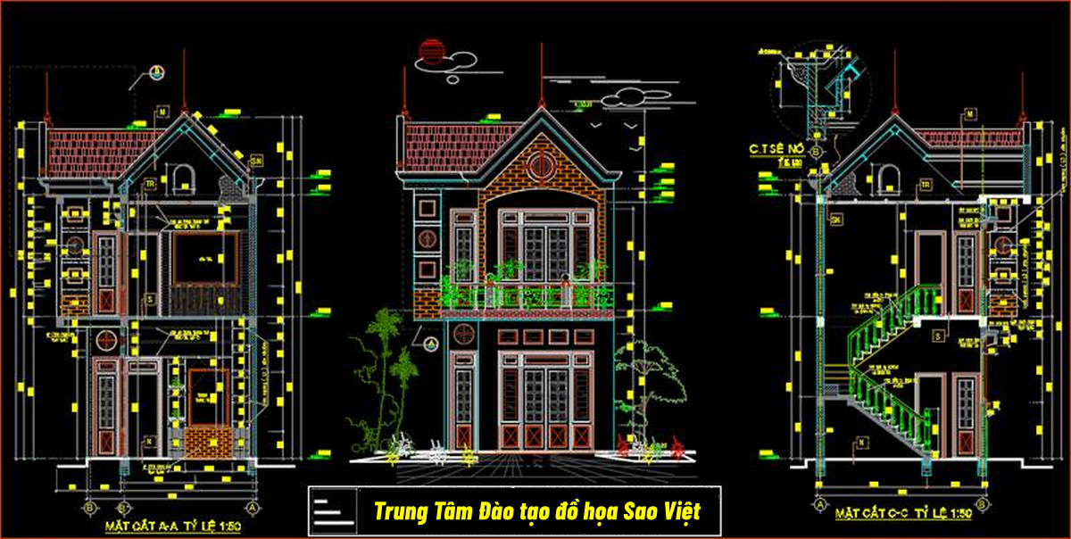 khóa học autocad mặt đứng công trình