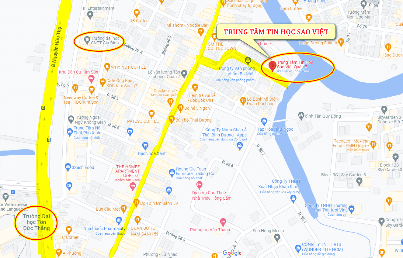 bản đồ tới trung tâm tin học văn phòng quận 7