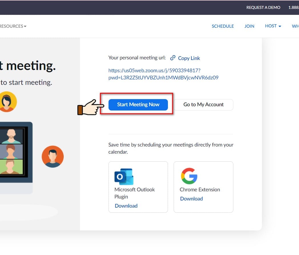 hình ảnh chọn start meeting now