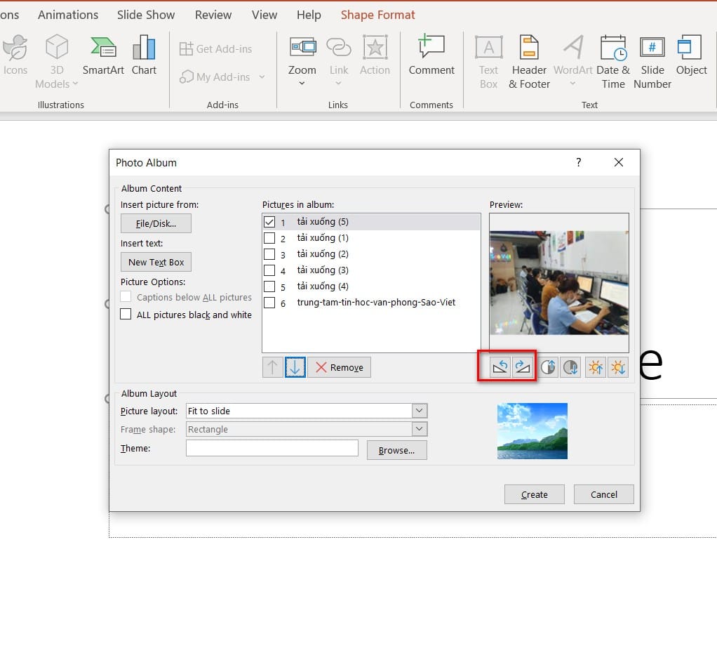 hình ảnh chọn chế độ xoay hình