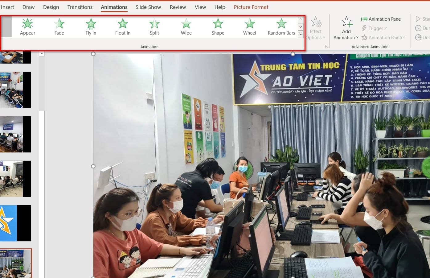 hình ảnh chọn hiệu ứng animation