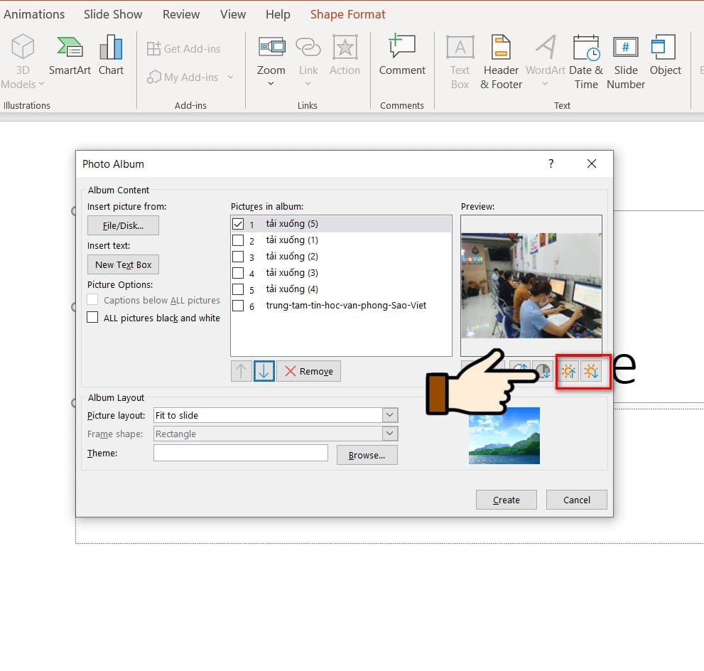 hình ảnh điều chỉnh ánh sáng