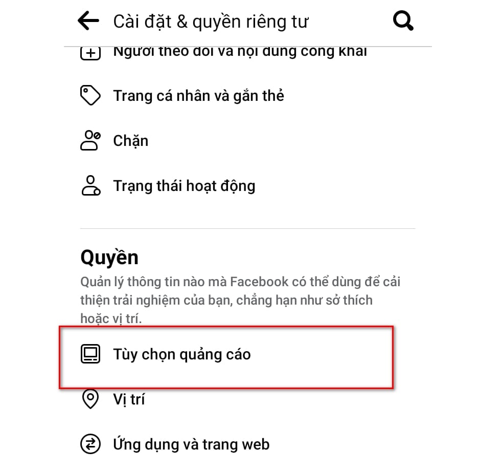 hình chọn quảng cáo