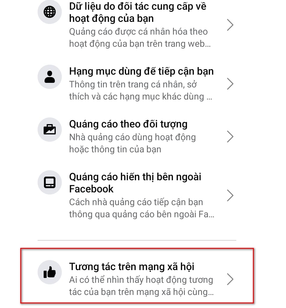 hình chọn tương tác trên mạng xã hội