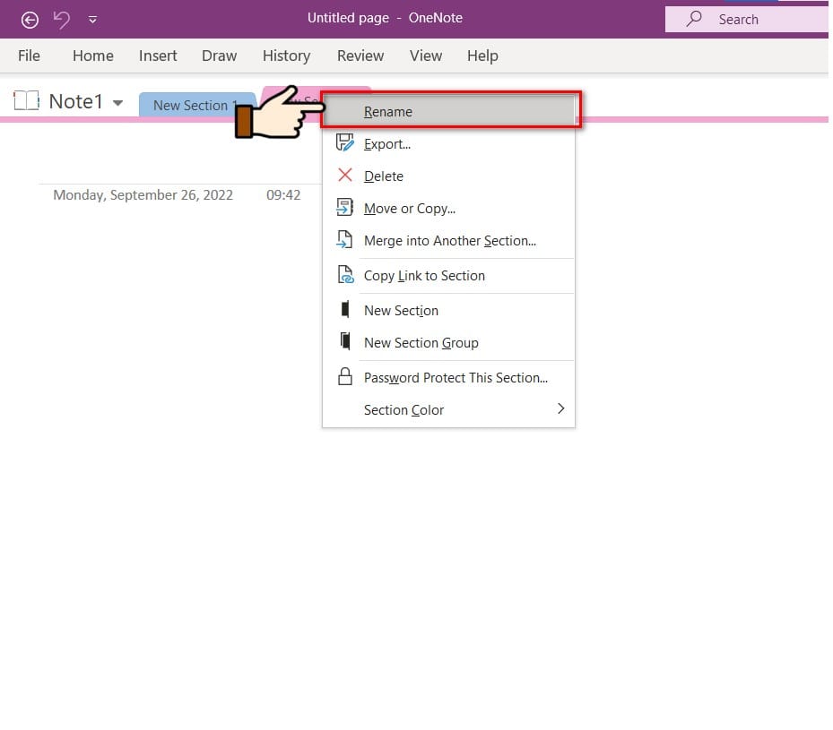 hình thay đổi tên section