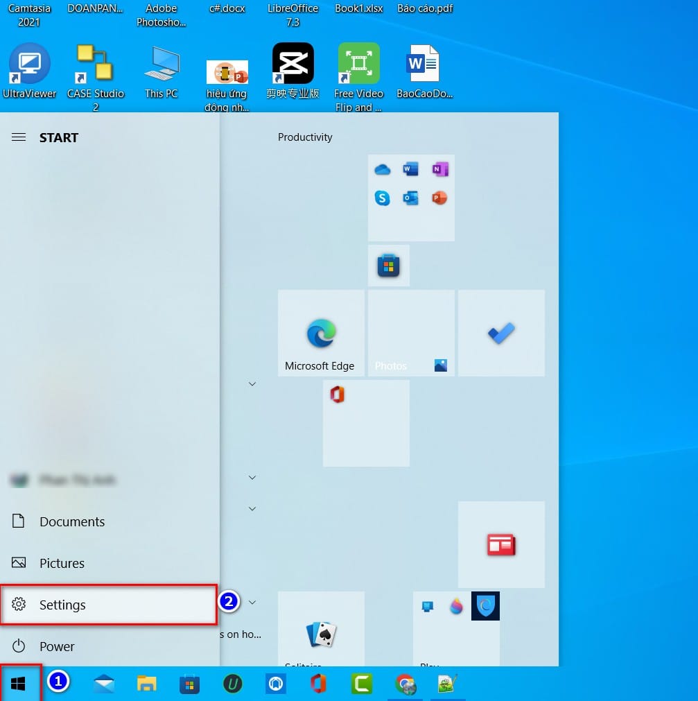 hình ảnh chọn mục settings