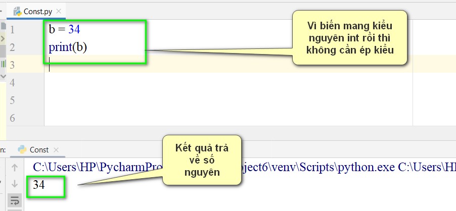 trường hợp không cần ép kiểu nguyên