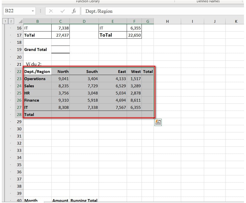 hình bôi đen bảng dữ liệu