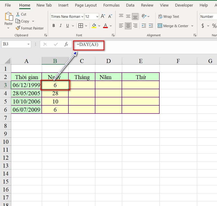 hình trích xuất ngày