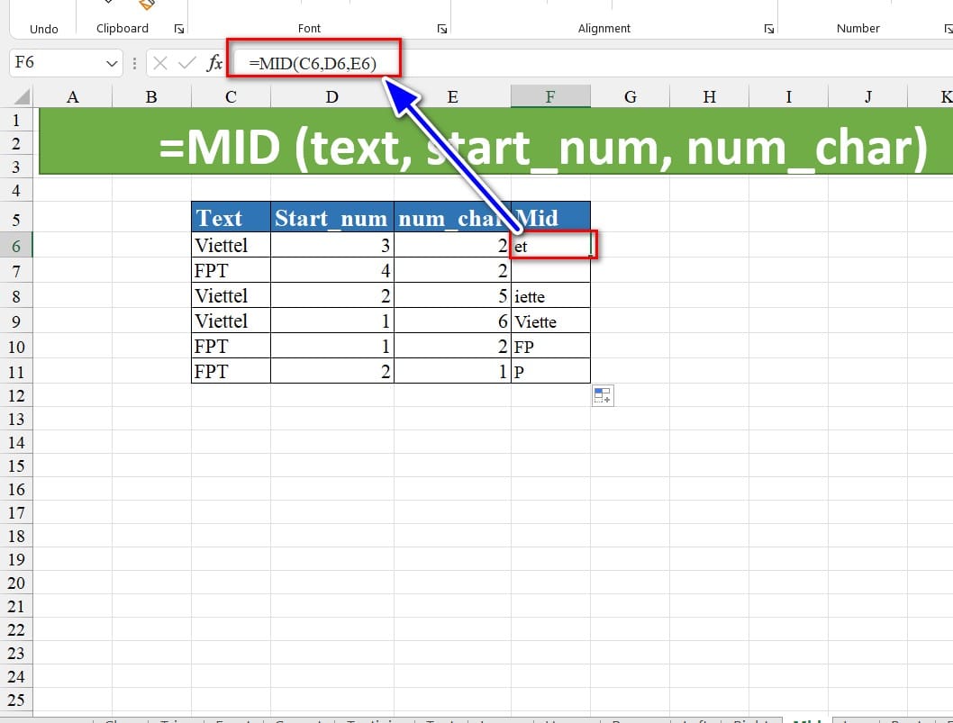 hình ảnh sử dụng hàm mid
