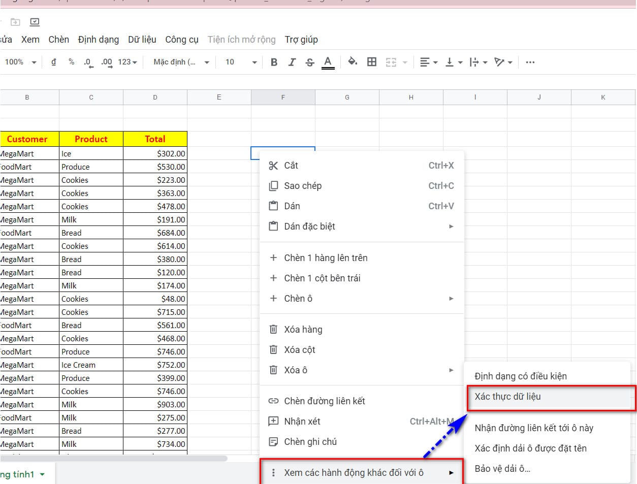hình ảnh chọn data validation