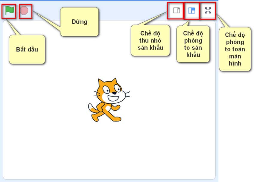 làm quen khu vực sân khấu