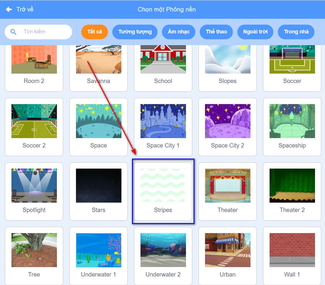 Chọn phông nền cho nhân vật