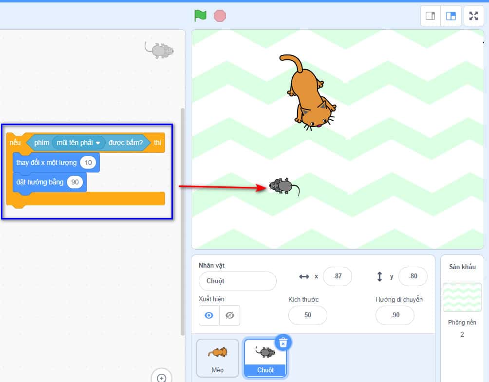Di chuyển nhân vật chuột