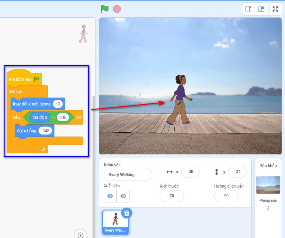 Di chuyển nhân vật lặp lại