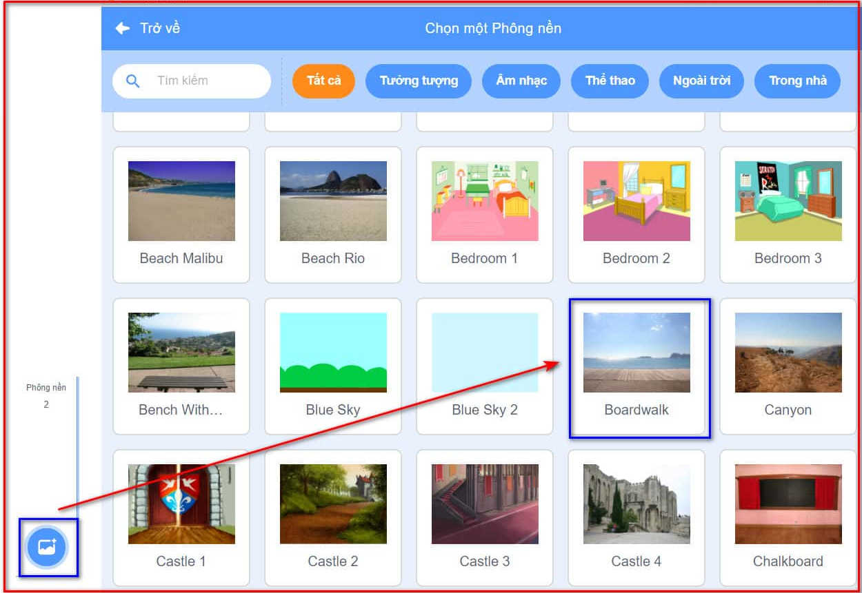 Tạo phông nền trong Scratch