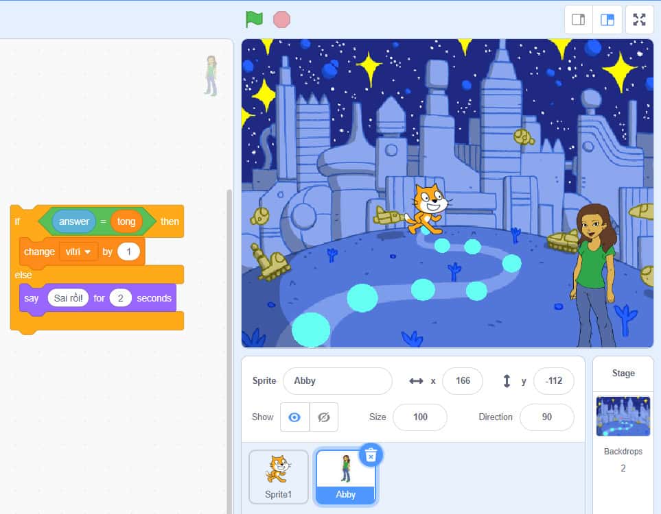 câu lệnh sau khi trả lời sai