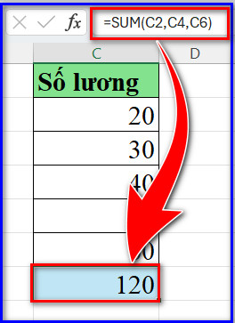 Hàm sum tính tổng nhiều ô
